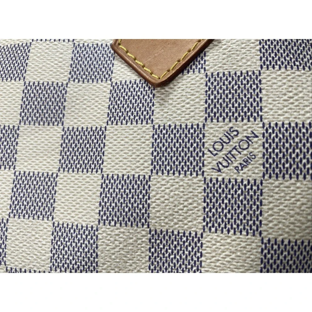 Louis Vuitton Speedy 30 Handbag Damier Azur canvas leather White #SD2111